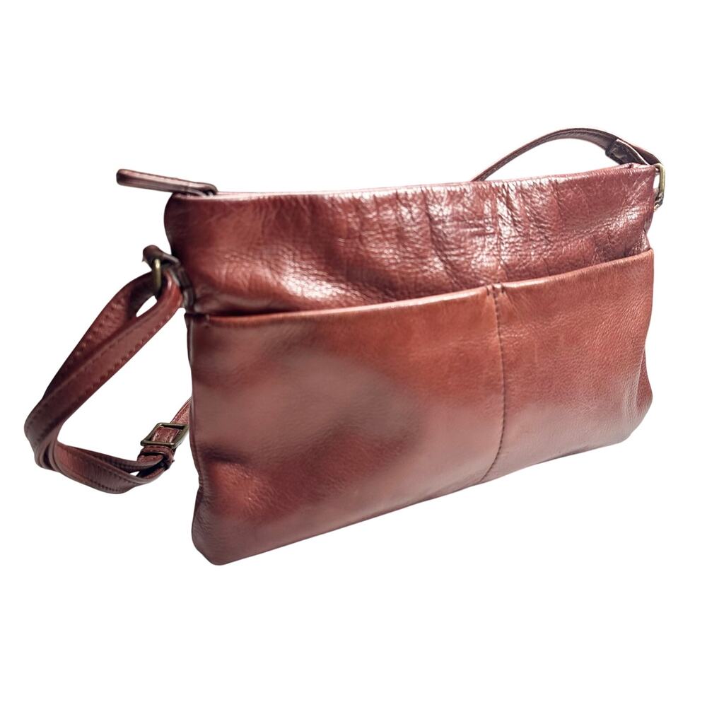 Margot New York | Women | Soft Leather Mahogany Brown Crossbody Purse - Picture 12 of 12
